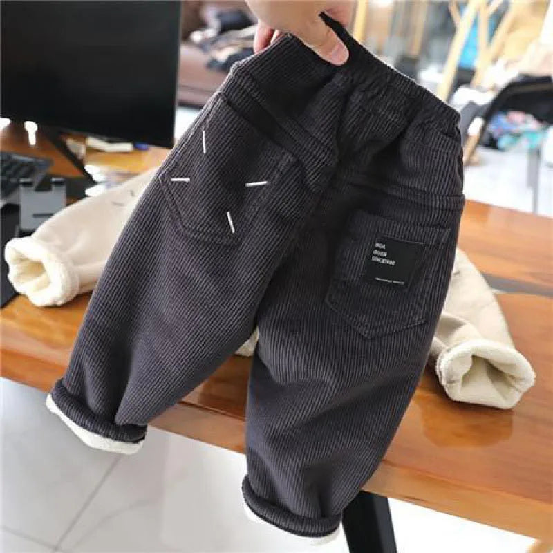2024 Winter Baby Warm Pants Autumn Winter Padded Corduroy Boy's Pants Cotton Patch Leisure Radish Pants Casual Girl's Boy Pant