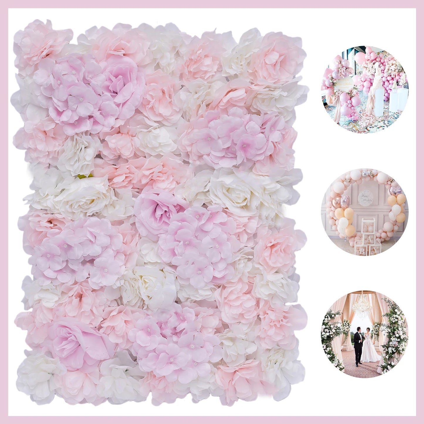 Artificial Flower Wall 12 pcs Artificial Silk Flower Wall Panel Wedding Photography Venue for Wedding Party Holiday Celebration