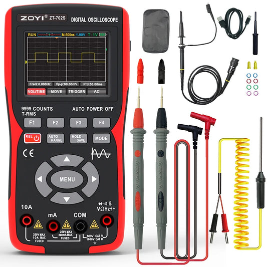 ZOYI ZT-702S 2 in 1 Handheld Digital Automotive Oscilloscope Multimeter Single Channel 10MHz Bandwidth 64Kbyte Record Length