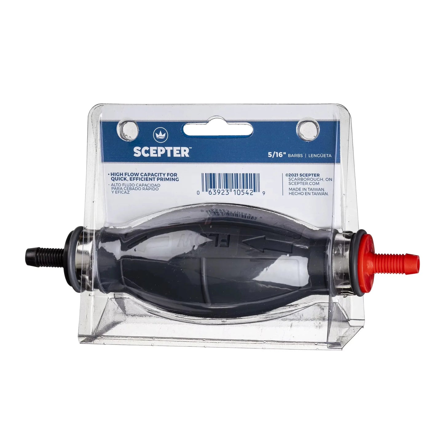 Scepter Marine Fuel Tank Primer Bulb, 5/16" Hose Barbs, EPA/CARB,10542, Boat Accessories 4.5"H x 7.13"L x 1.88:W