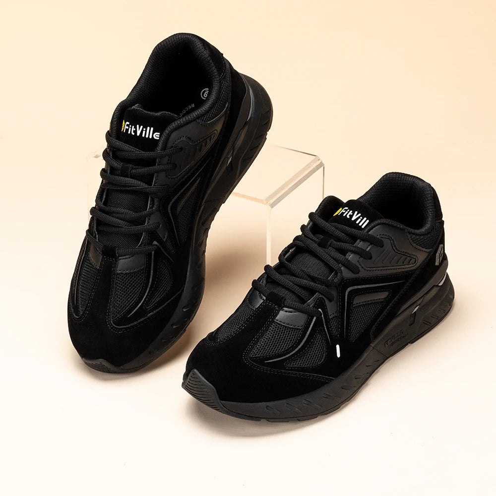FitVille Extra Wide Men's Walking Shoes Lightweight Sneakers for Flat Feet Arch Fit Heel Pain Relief Non-Slip Sports Shoes