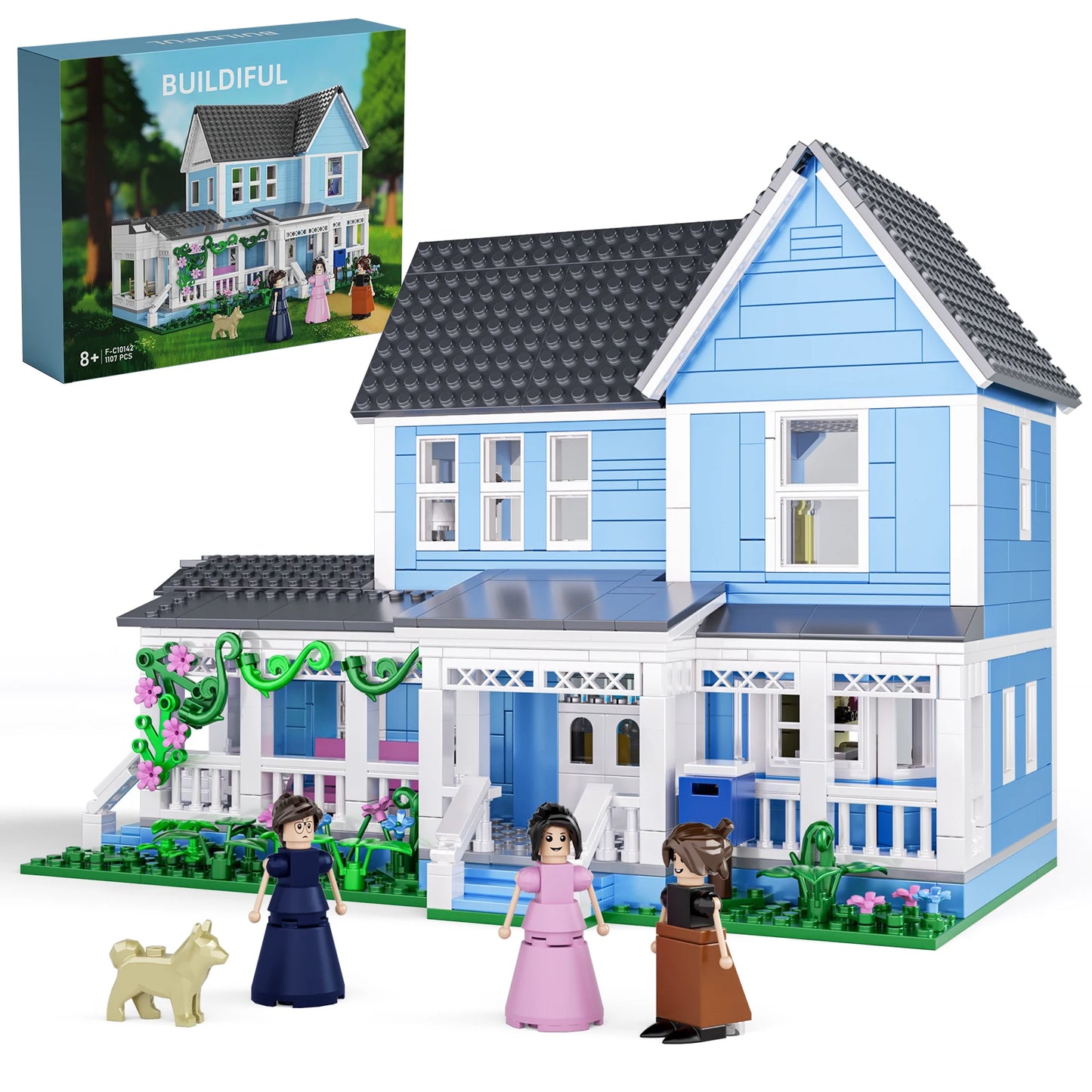 Blue Villa Palace Building Block Set Gilmoreed Girls House Apartment Cottage Architecture Model Bricks Gifts for Girls and Boys
