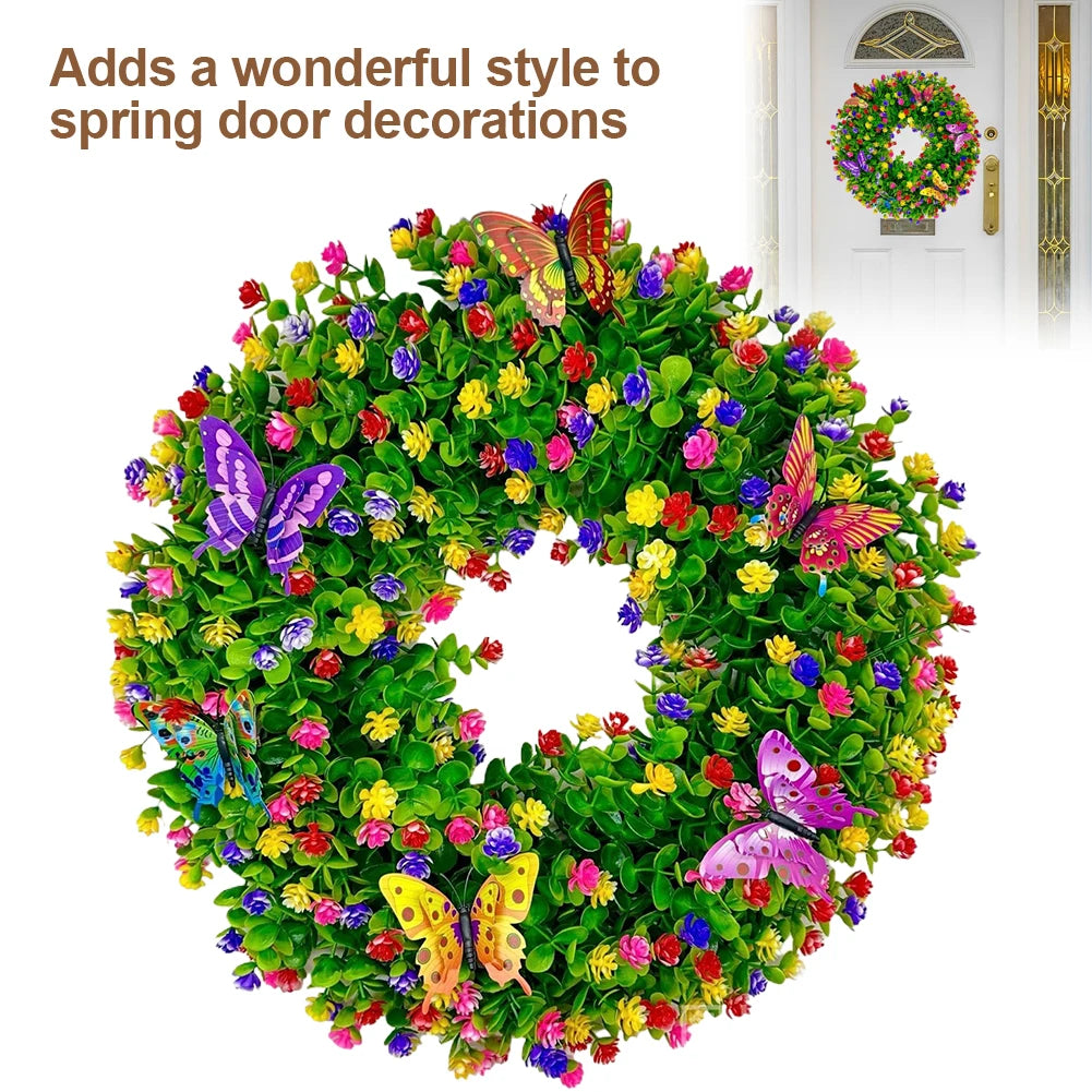 Artificial Eucalyptus Wreath Plastic Floral Wreath Eucalyptus Leave Wreath for All Season Welcome Sign Farmhouse Home Decor