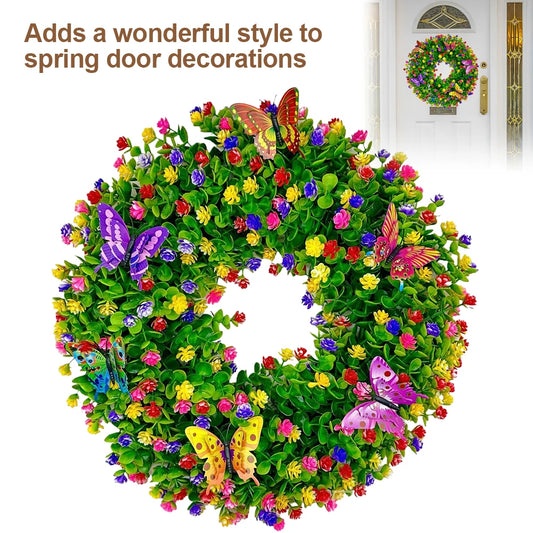 Artificial Eucalyptus Wreath Plastic Floral Wreath Eucalyptus Leave Wreath for All Season Welcome Sign Farmhouse Home Decor