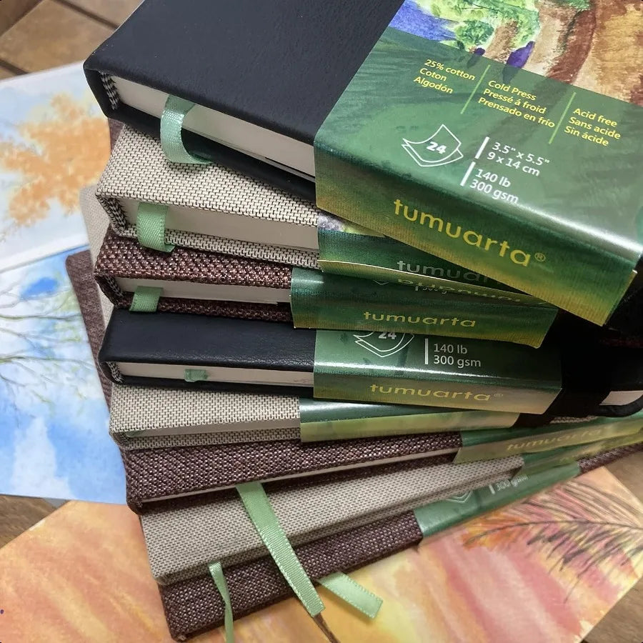Watercolor Journal 3.5x5.5 140 LB 300 GSM Cotton Paper Cold Pr 24 Sheets 48 Pages Watercolor Paper Sketch Books for Use As Mixe