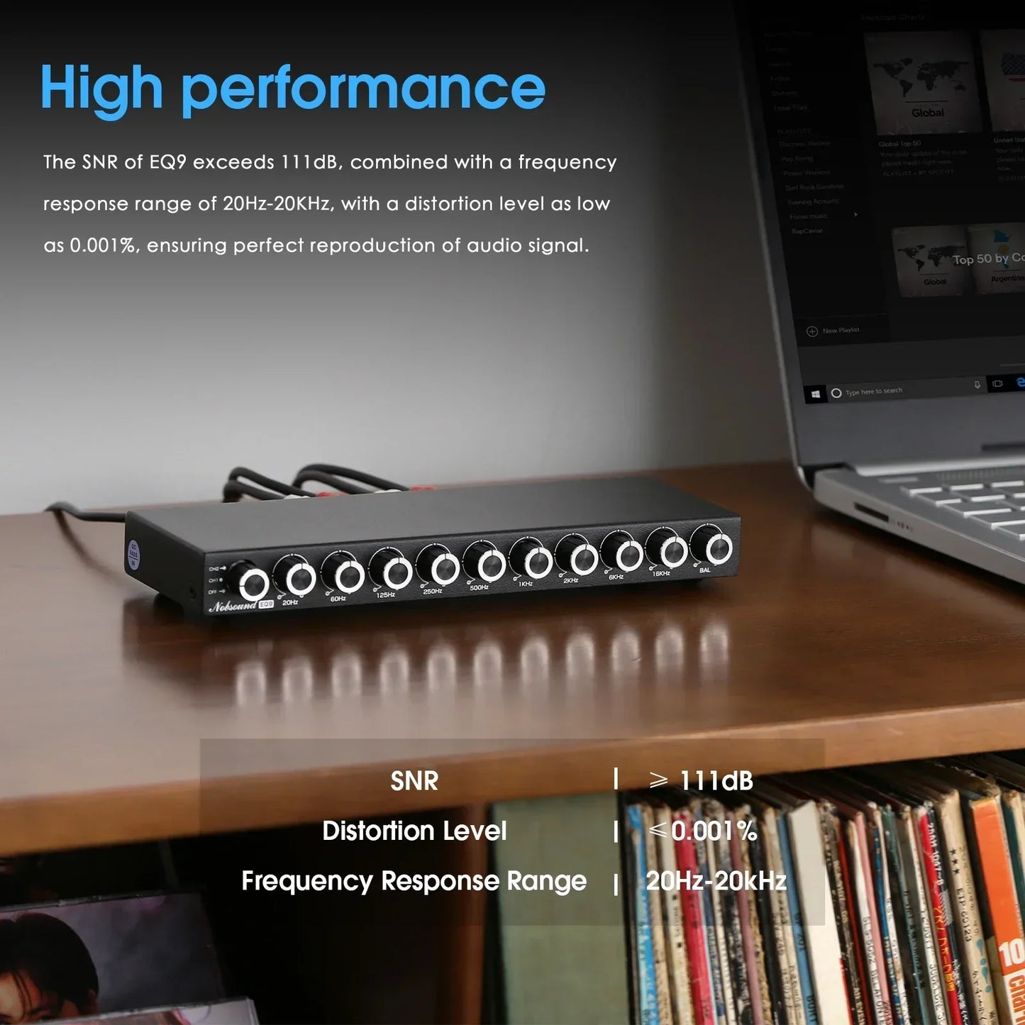 Nobsound Hifi EQ9 9-Band Stereo Equalizer Preamp Analog Audio Processor for Home and Car