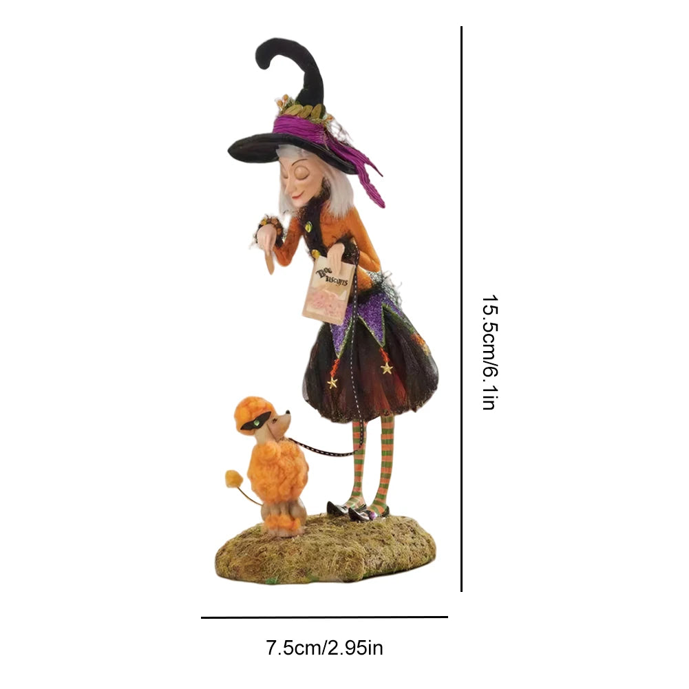 Halloween Witch Statue Resin Creative Desktop Ornament Home Decoration Sculpture for Living Room Bedroom
