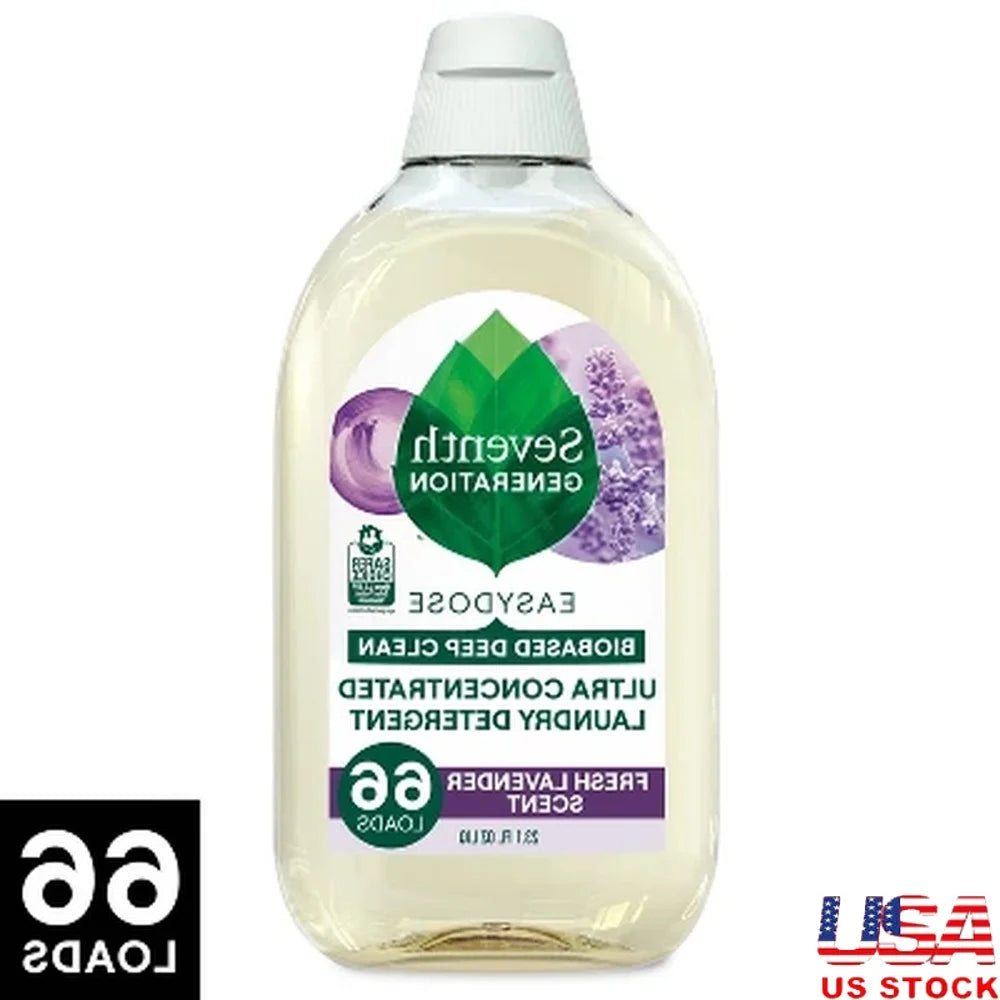 Concentrated Laundry Detergent 66 Loads Lavender Scent Essential Oils Eco-Friendly 100% Recycled Bottle Advanced Stain Fighting