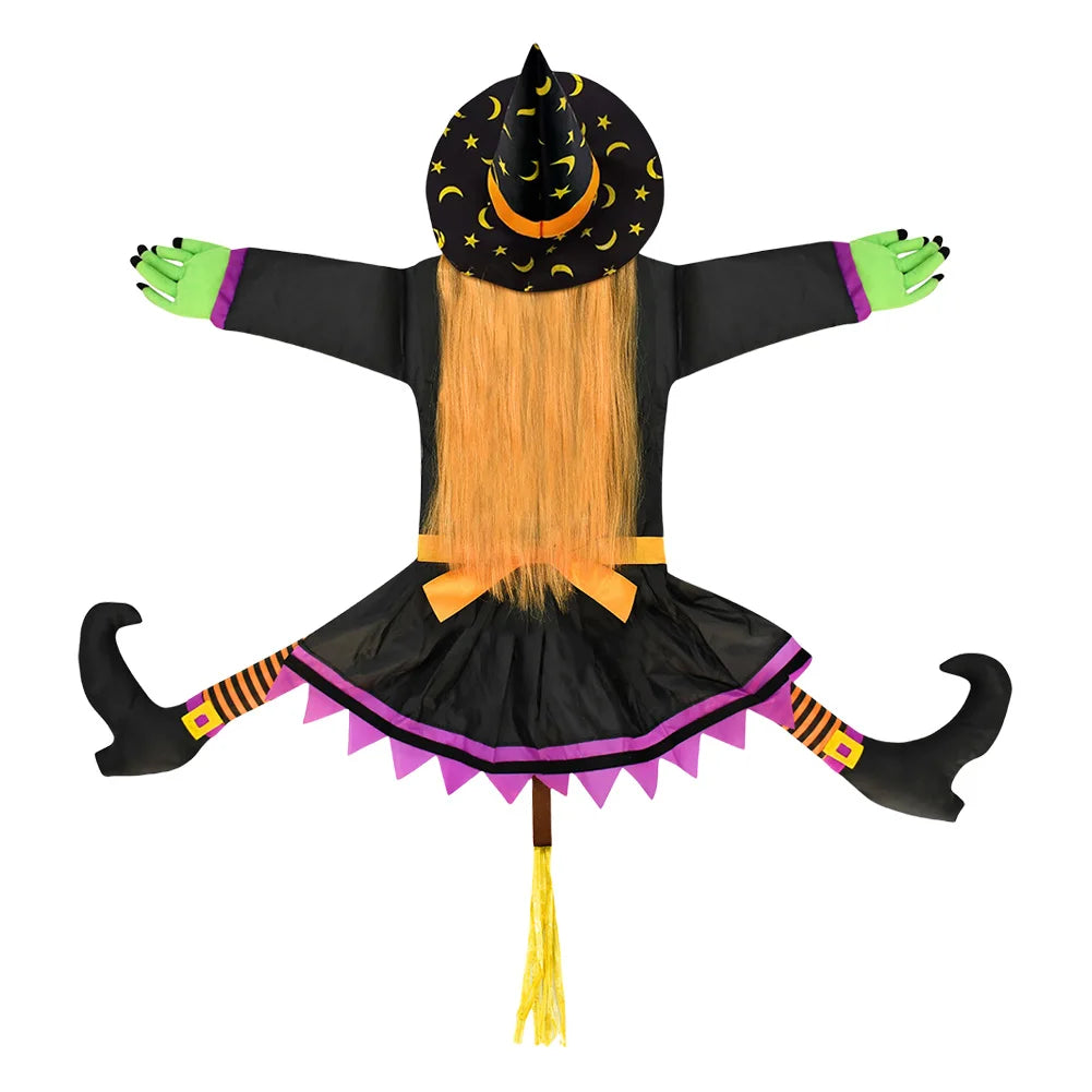 Halloween Crashing Witch Into Tree Outdoor Decoration With Light Flying Witch Lawn Patio Garden Decor
