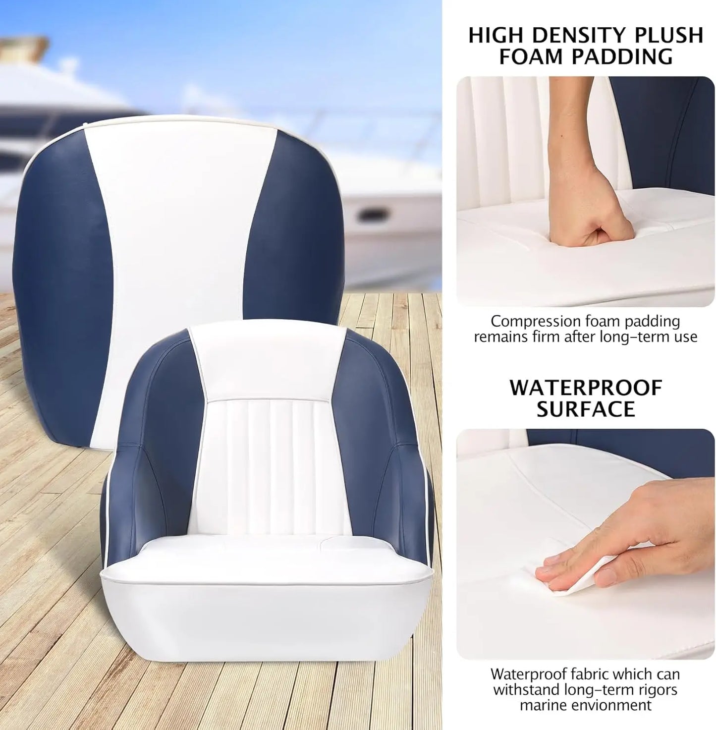 Heavy-Duty Captain Bucket Boat Seat with Thick Padding - Comfortable UV-Resistant Boat Seat for Fishing Canoeing Sightseeing