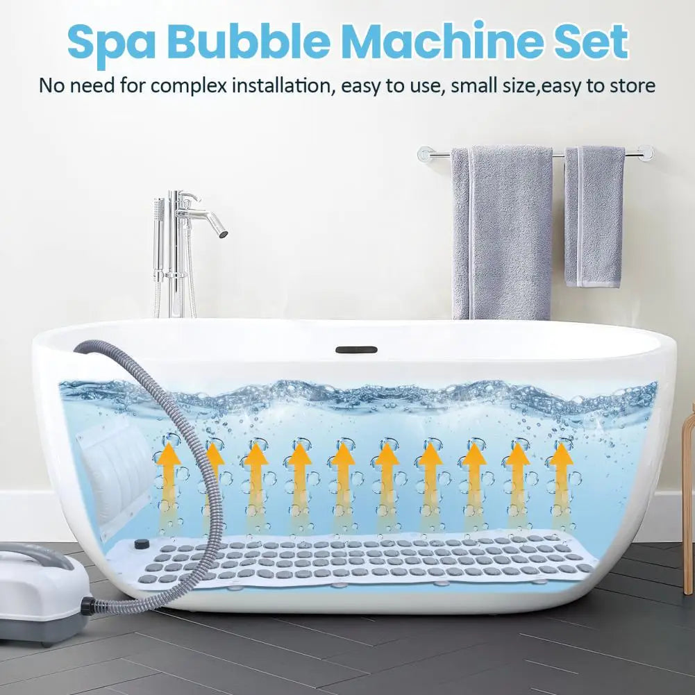 Portable Spa Bubble Bath Mat, Full Body Bubbling Bath Non-slip Mat with Remote & Pillow, Air Pump & Adjustable Bubble Settings