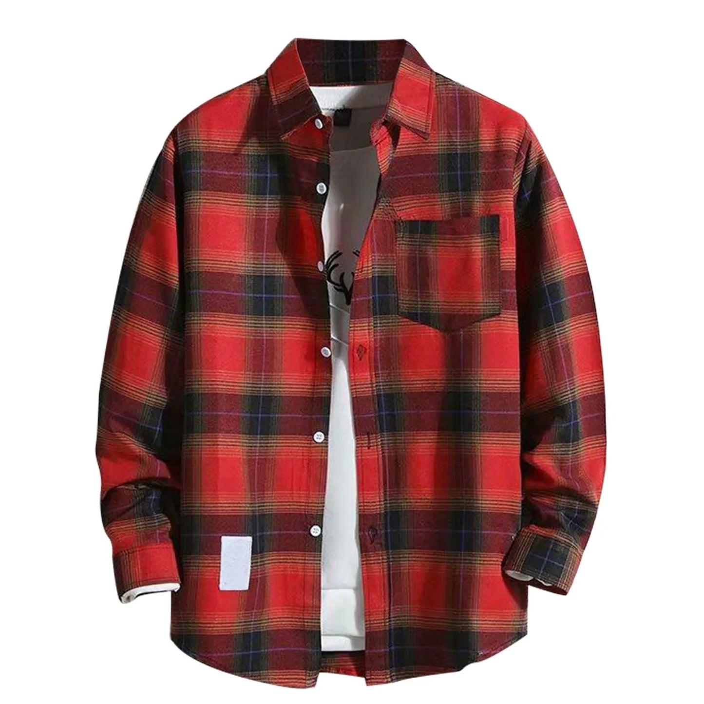 Harajuku Style Yellow Plaid Shirt For Men And Women Casual Loose Fit Long Sleeve British Fashion Trendy Couple Clothing