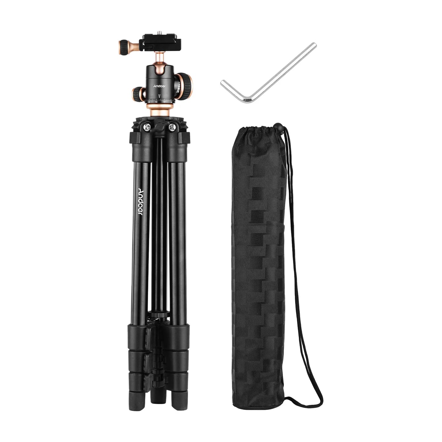 Andoer Q160SA Camera Tripod with Panoramic Ballhead Adjustable Height Portable Travel Tripod for DSLR Digital Cameras
