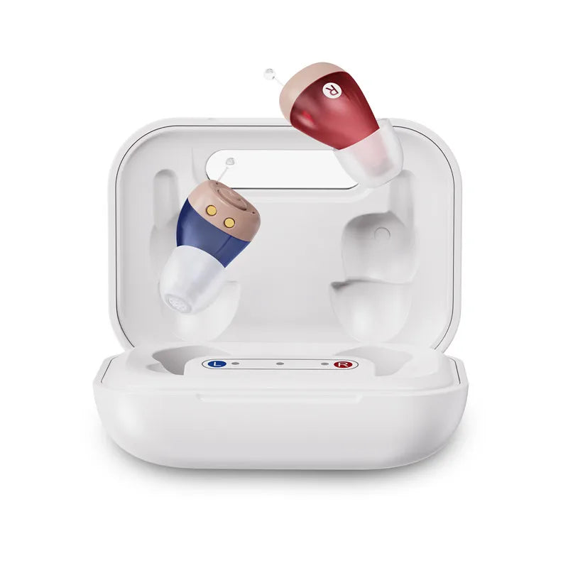 JINGHAO 1 Pair Mini Rechargeable In Ear Hearing Aids Sound Enhancer Fashion Design