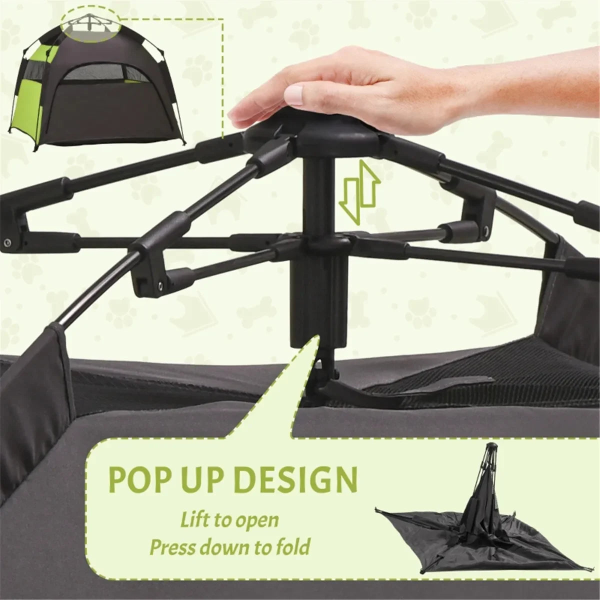 Pop Up Dog Tent Pet Camping Tent Sturdy Construction with Ventilation Fits Extra Large and Large Dogs