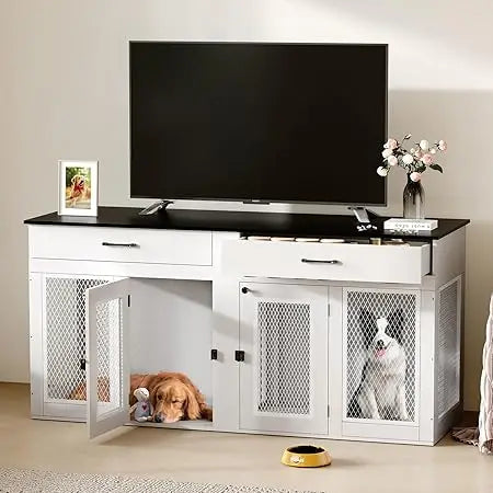 Dog Kennel Furniture For Two Dogs Indoor Double Dog Cage With Divider And Double Door