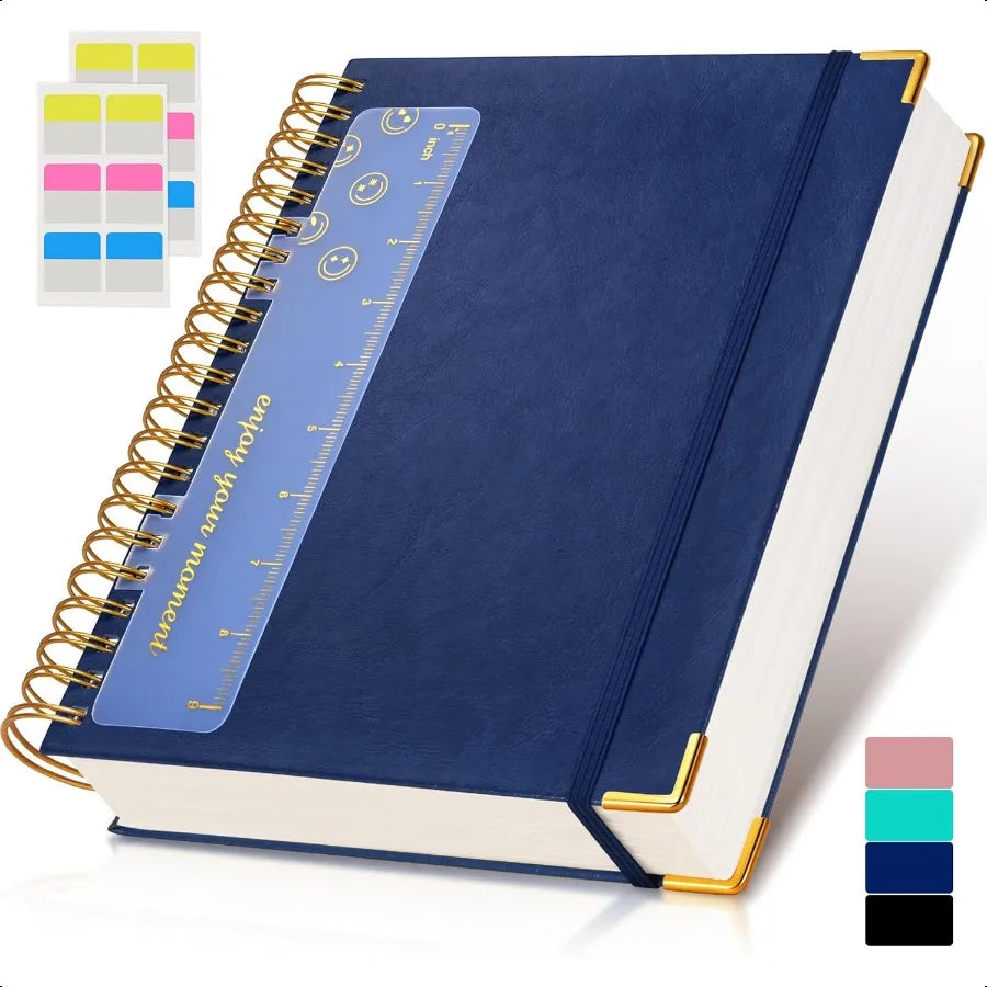 Spiral Notebook Journal 8.5 x 11 300 Pages Hardcover Leather Lined Journals for Women Men A4 Large College Ruled Notebooks with