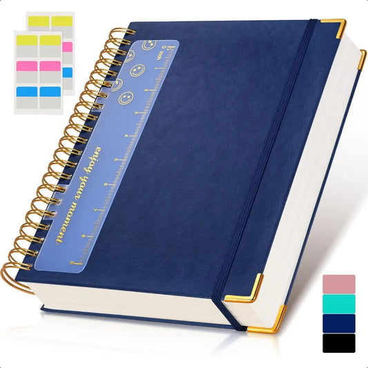 Spiral Notebook Journal 8.5 x 11 300 Pages Hardcover Leather Lined Journals for Women Men A4 Large College Ruled Notebooks with