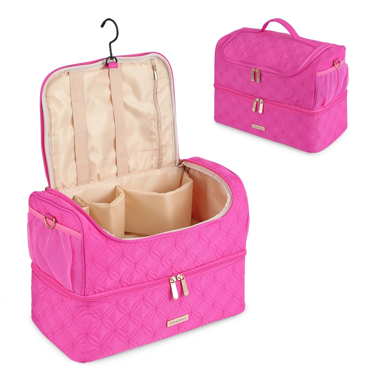 Twill Cotton Double Layer Wind Tube Makeup Bag Water Resistant Travel Storage Bag