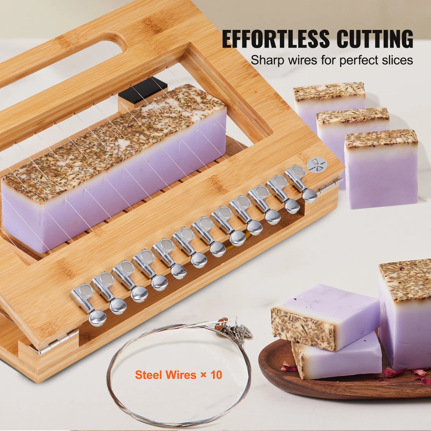 SucceBuy Soap Cutter Cut 1-12Bars Precisely and Accurately Cut 1Inch Bars Bamboo Soap Slicer With Steel Wire Multi Handmade Soap