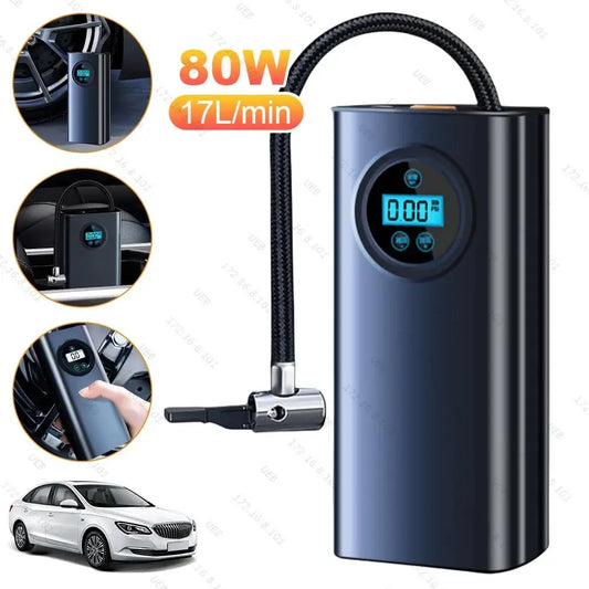 Digital Tire Inflator Type C Charging Portable Tyre Inflator with LED Light Intelligent Air Compressor for Electric Vehicle and Ball
