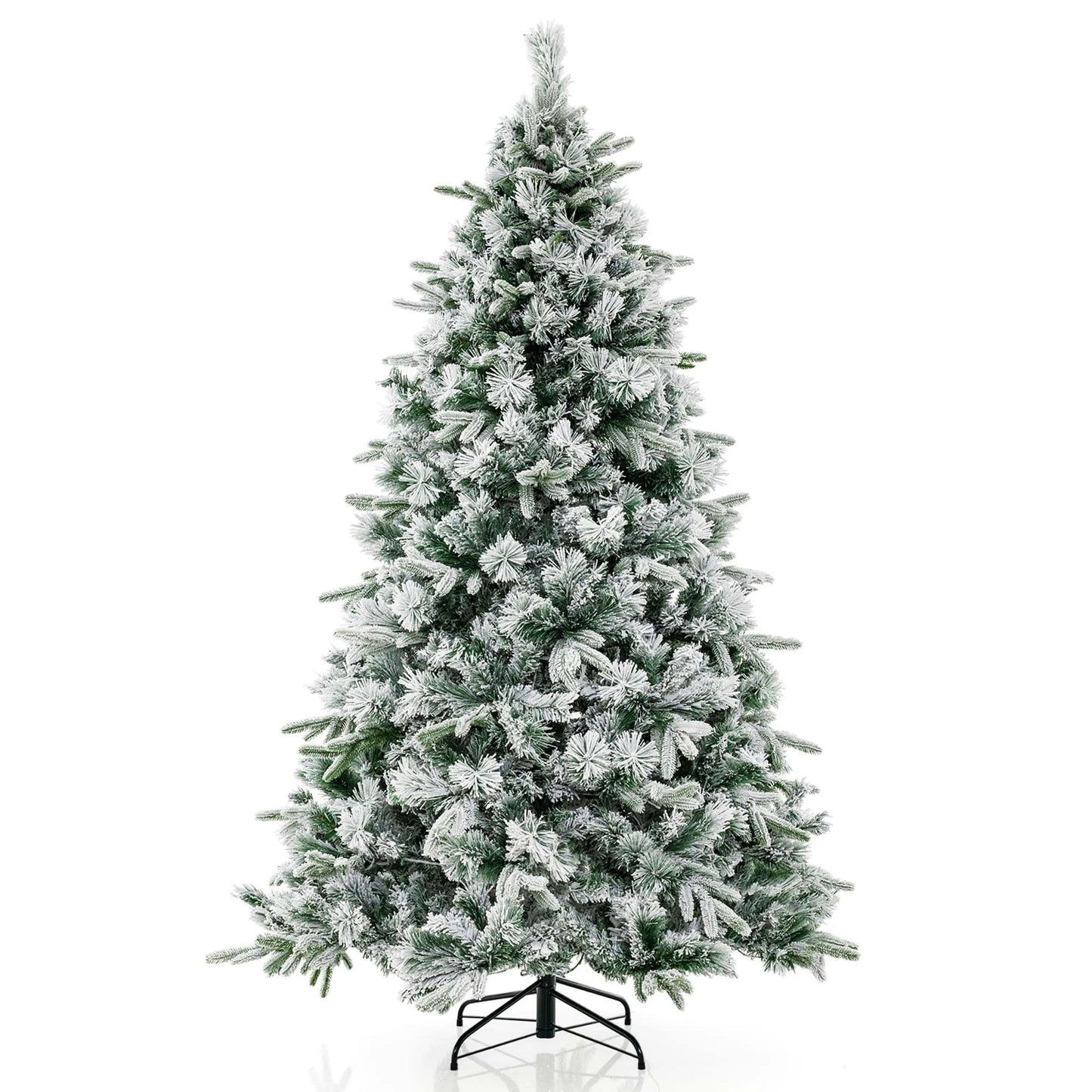 6/ 7 FT Pre-Lit Artificial Christmas Tree, 55 Pine Cones & 55 Red Berries, Seasonal Holiday Decor for Office Home