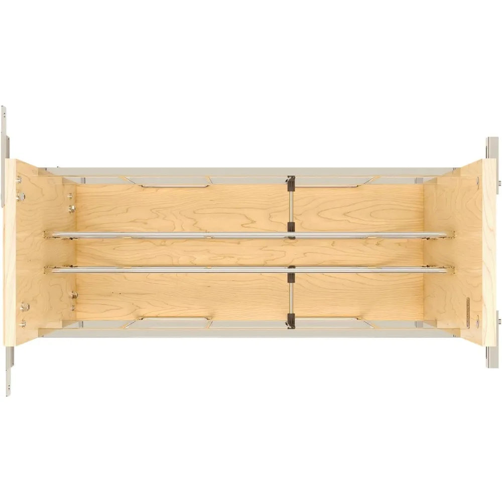Rev A Shelf 5 Inch Pullout Wooden Bakeware Organizer Shelf for Base Kitchen Cabinets with Soft Close and 100 Pound Ball Bearings 447 B