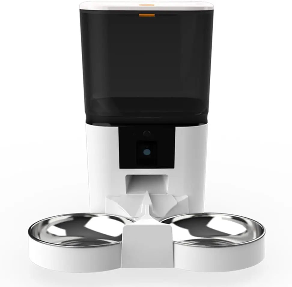 Smart Automatic Cat Feeder with 1080P HD Camera & Night Vision - Pet Feeder, 2-Way Audio, 5G WiFi, App Control, Dual Food Trays