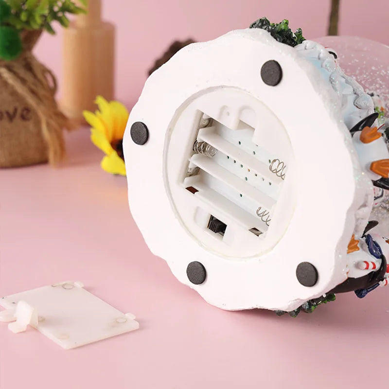 New Resin Christmas Crystal Ball Snowfall Music Box Santa Claus Snowman Interior Desktop Ornament Festive Atmosphere Decoration