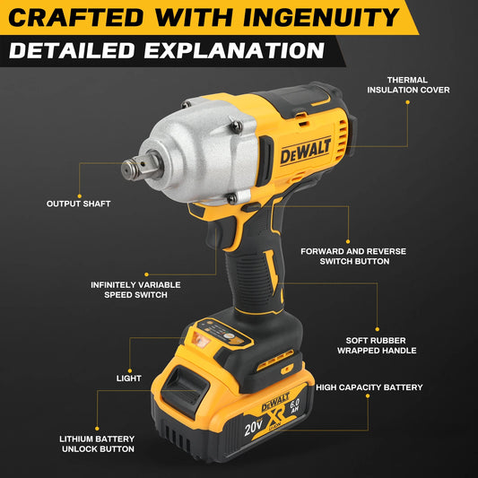 Dewalt DCF900 Impact Wrench 1/2 Inch High Torque 20V Brushless Cordless Wrench with Hog Ring Anvil