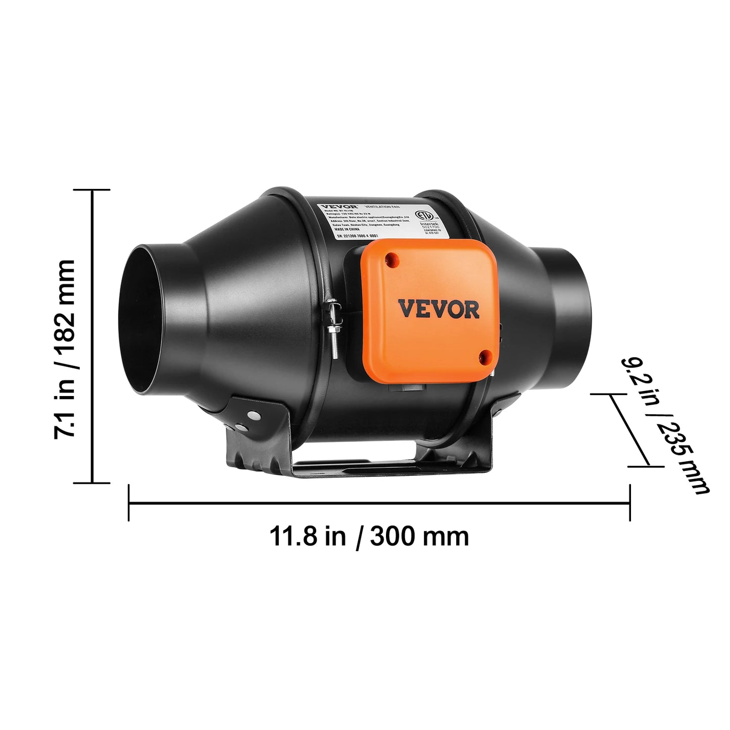 SucceBuy Inline Duct Fan Quiet EC-motor Ventilation Exhaust with Temperature Humidity Controller for Cooling Booster Grow Tents