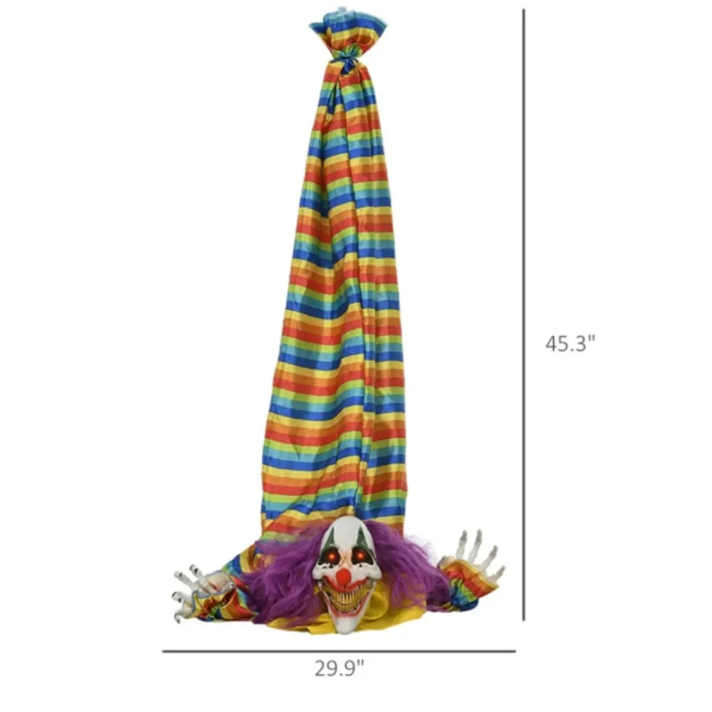 Hanging Clown Corpse Halloween Decoration with Skeleton Face