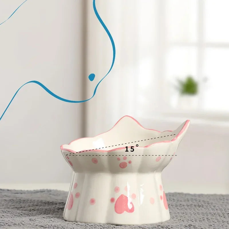 Ceramic Elevated Dog and Cat Bowl Set for Feeding Drinking and Snacks - Small Pet Accessories