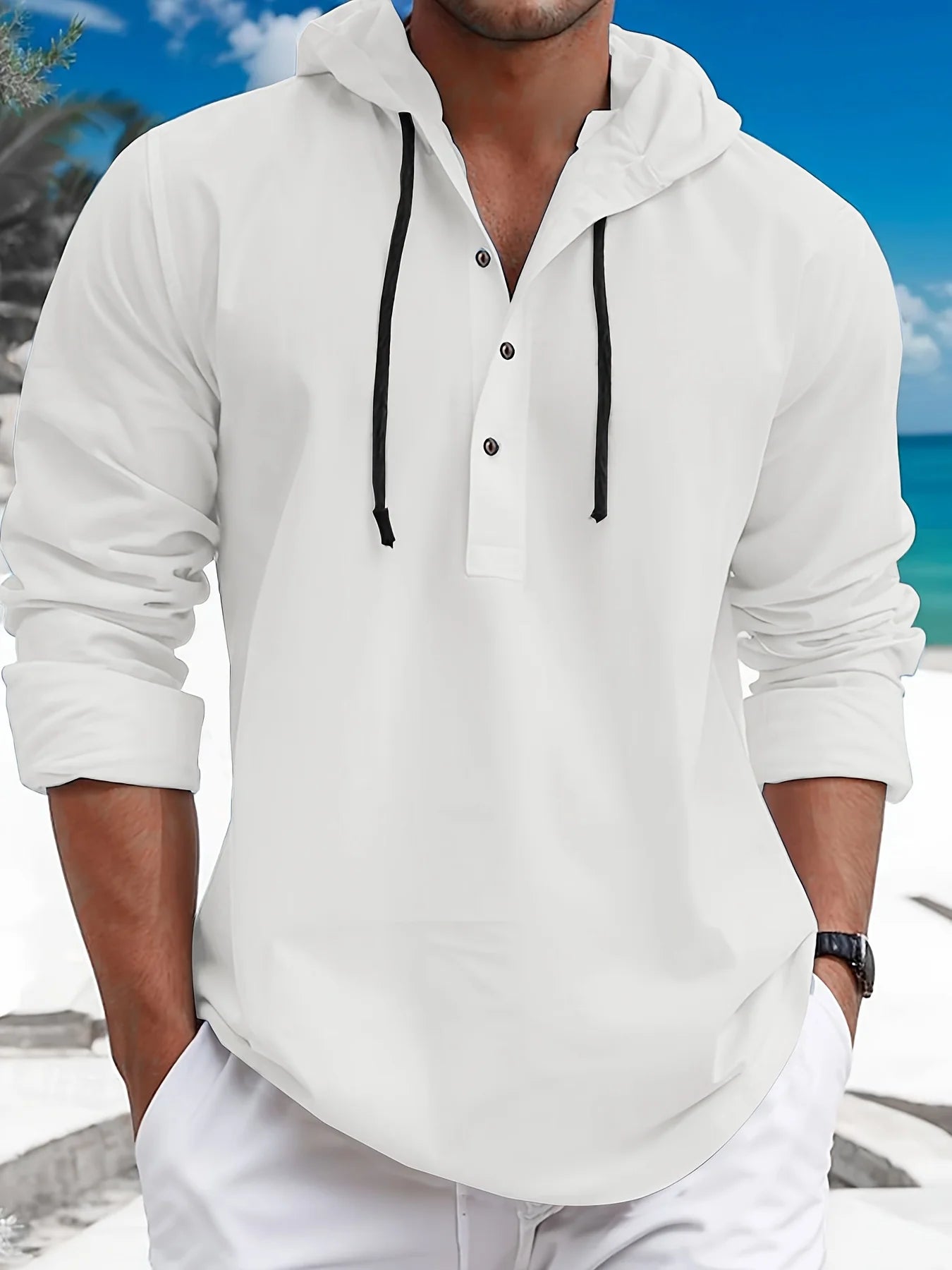 Men's twill shirt long sleeve hoodie spring, autumn loose casual daily clothing