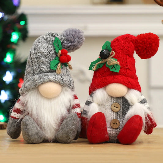 Christmas Doll Knitted Pointys Hat Sitting Gnome Plush Ornament Decoration Supplies Nordic Sitting Gnome Ornaments American