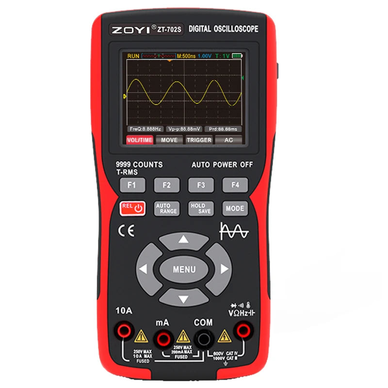 ZOYI ZT-702S 2 in 1 Handheld Digital Automotive Oscilloscope Multimeter Single Channel 10MHz Bandwidth 64Kbyte Record Length