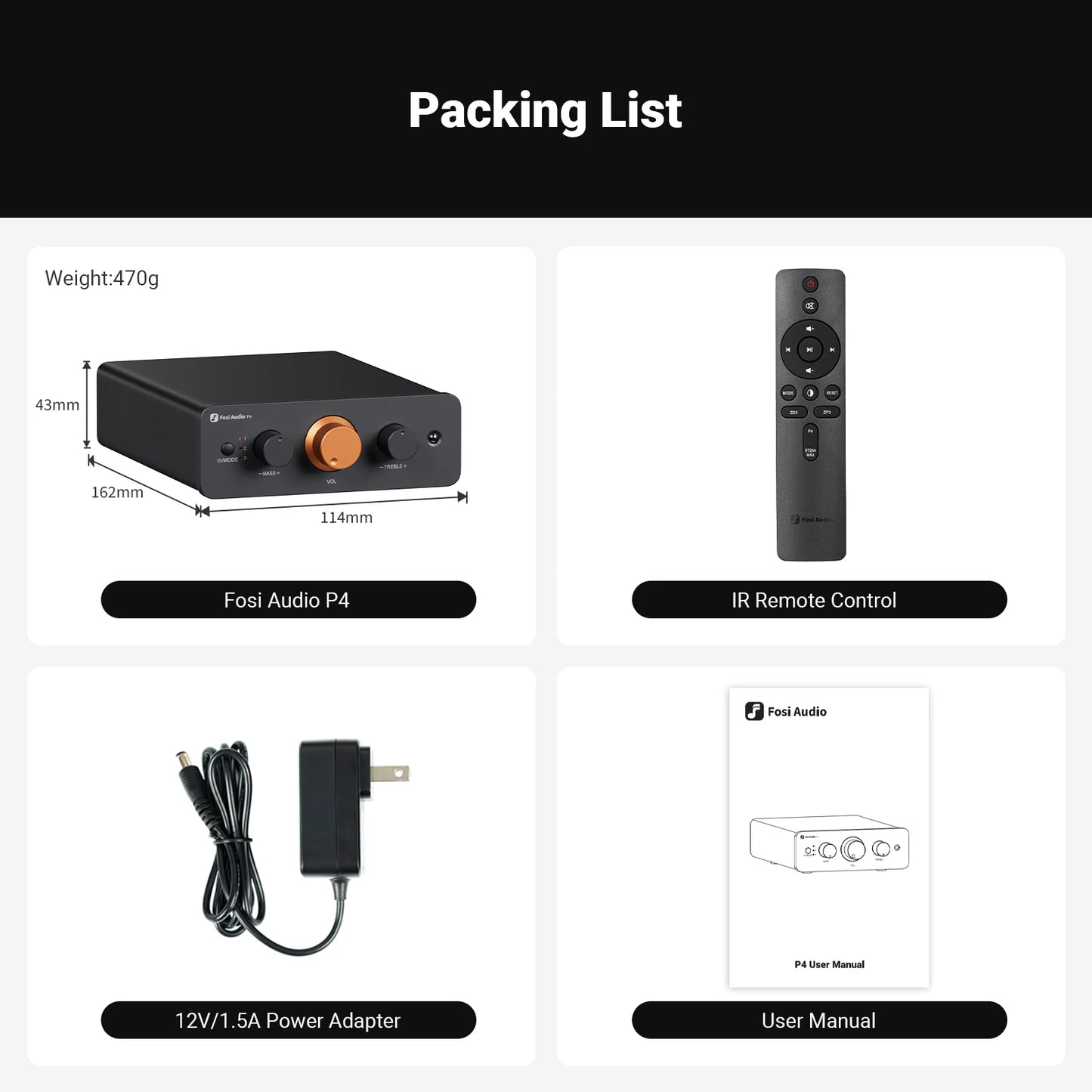 Fosi Audio P4 HiFi Preamplifier with 3 RCA Inputs EQ Bypass Swappable Op-Amps Treble and Bass Tone Control for Audiophile Systems