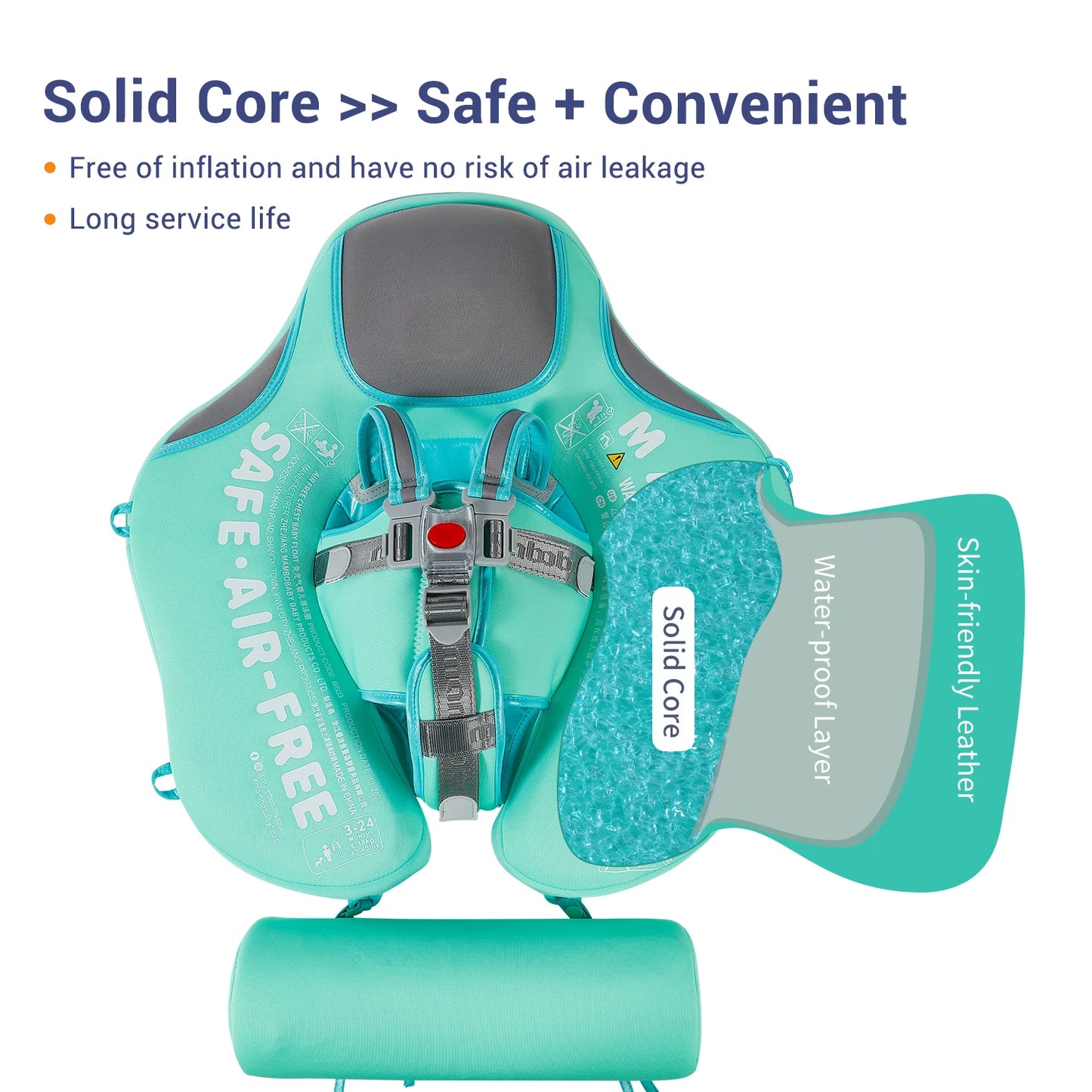 Mambobaby Baby Float with Sunshade Canopy and Crotch Strap Inflatable Safe Core Swimming Pool Accessory