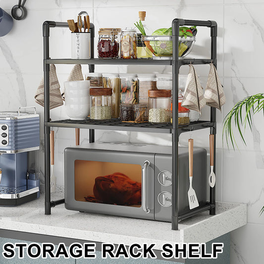 Microwave Shelf Kitchen Storage Rack Multi Layer Condiment Organizer Tidy Countertop Seasoning Oven Shelves