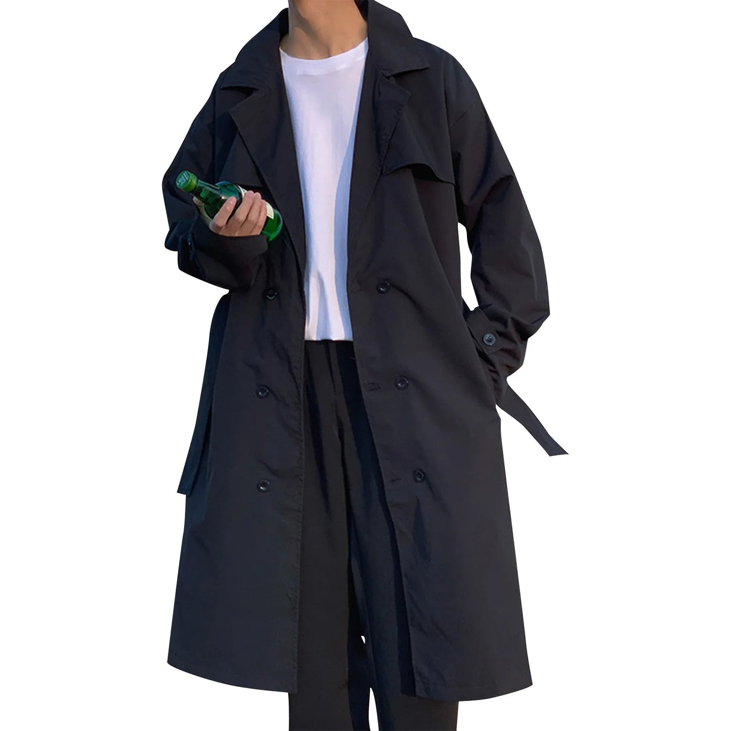 Long Man Trench Coat Autumn High End Business British Party Windbreaker Jacket Trend Versatile Suit Collar Male Top Streetwear