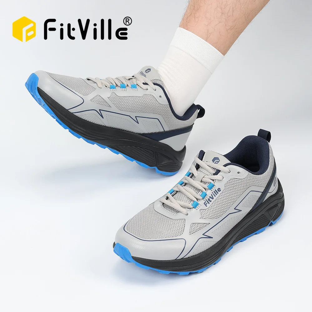 FitVille Extra Wide Trail Running Shoes Non-Slip Men's Sneakers Lightweight for Male Swollen Feet Arch Support Pain Relief