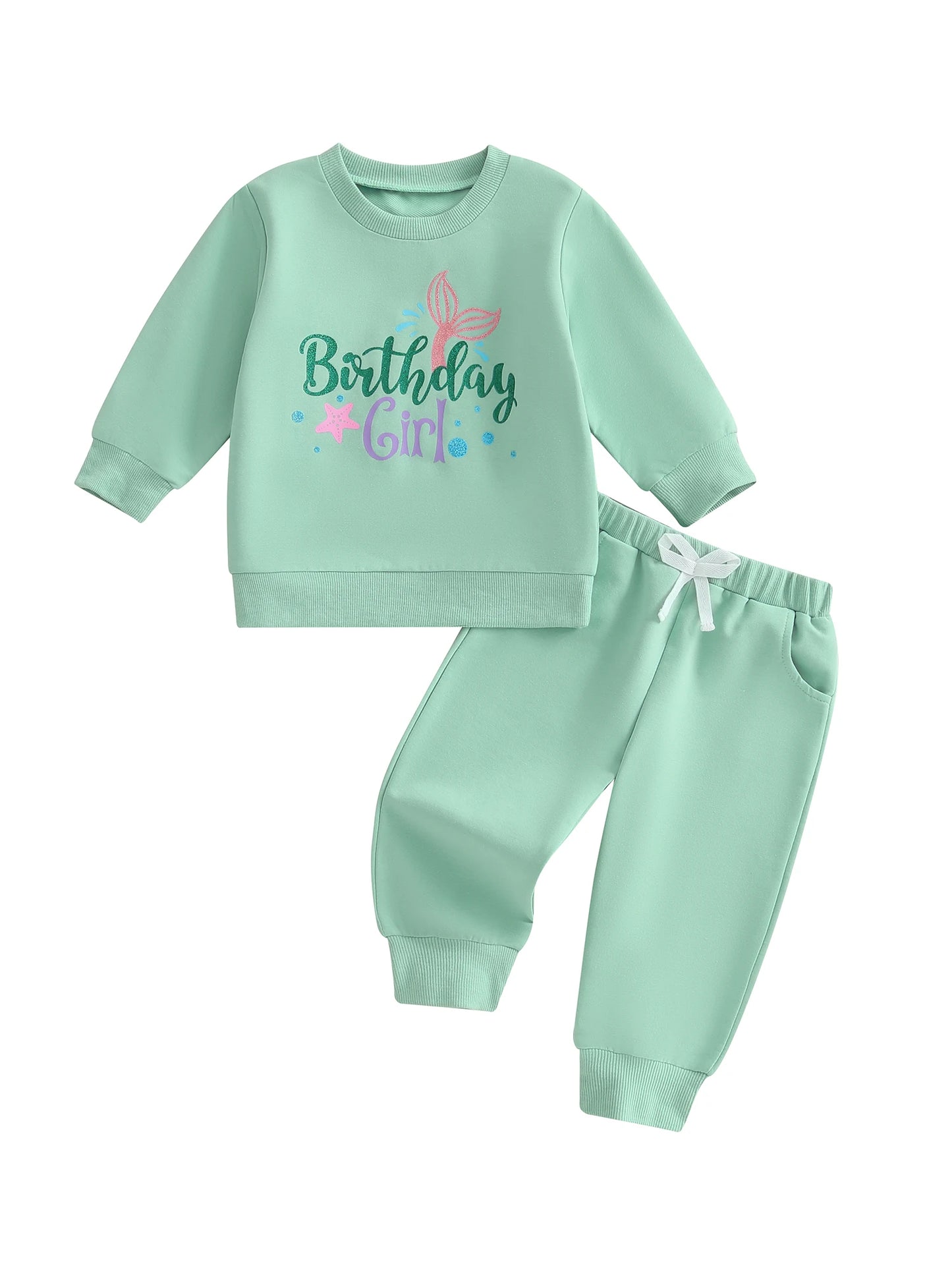 Stylish Toddler Girls 2Pcs Outfit Adorable Long Sleeve Top with Letter Pattern and Matching Solid Color Pants Perfect for