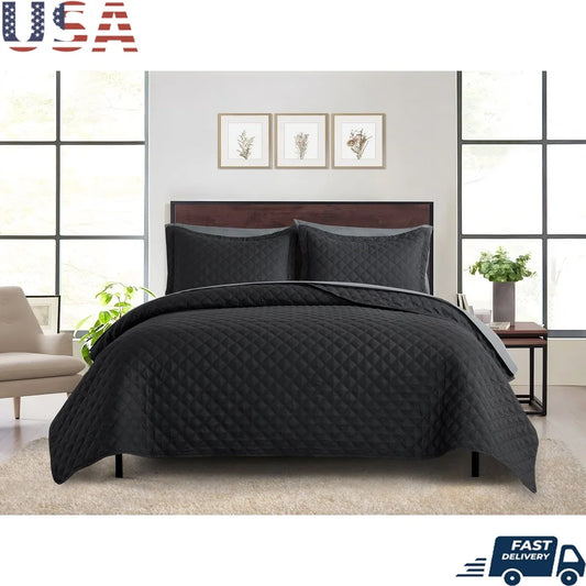 7 Piece King Reversible Quilt Set with Coordinated Sheets Soft Lightweight Bedding Eco-Friendly Tote Bag