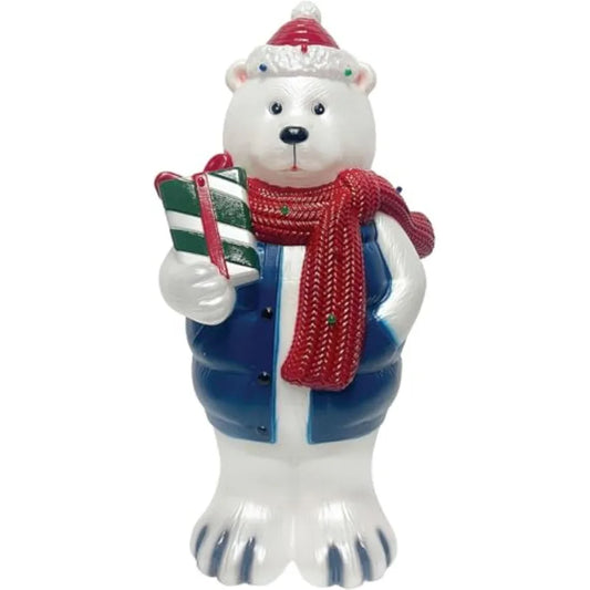 30 Polar Bear Blow Mold with Lights for Indoor and Outdoor Use Vintage Seasonal Holiday Decoration Featuring LED Lights Novelty