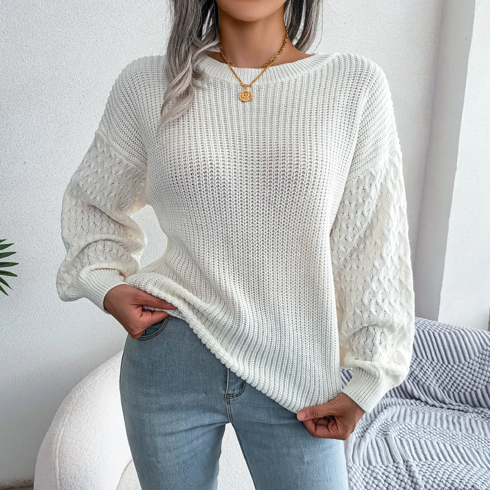 Women Casual Lantern Long Sleeve Knitted Pullovers and Sweaters Autumn Winter 2025