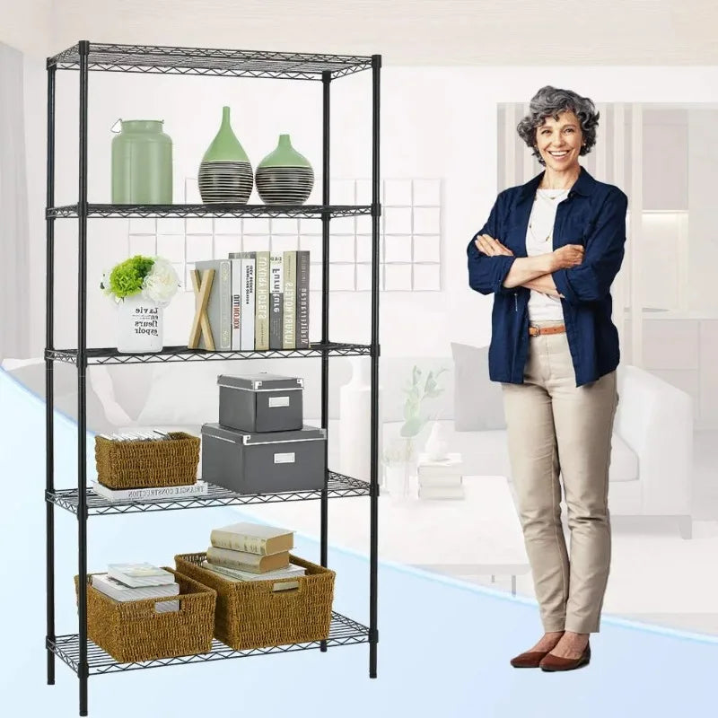 BestOffice 5 Tier Wire Shelving Unit 1250 Pound Capacity Black