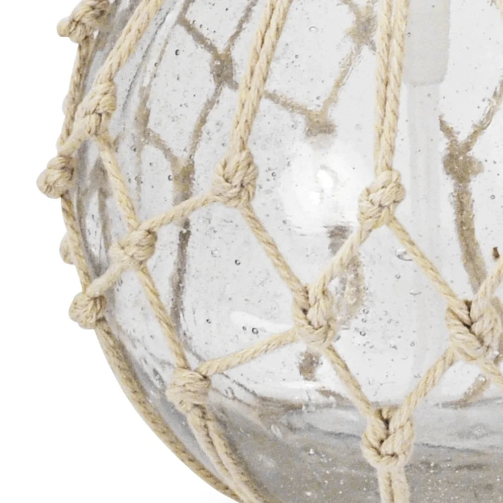 Nautical Glass Lotion Pump Bathroom Dispenser with Rope Accent Chrome Top Hand Soap Lotion Home Decor