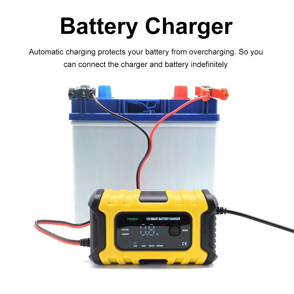 EU US UK Smart Battery Charger 12V 6A Automotive Battery Charger Multiple Protection for Automobile and Motorcycle Accessories