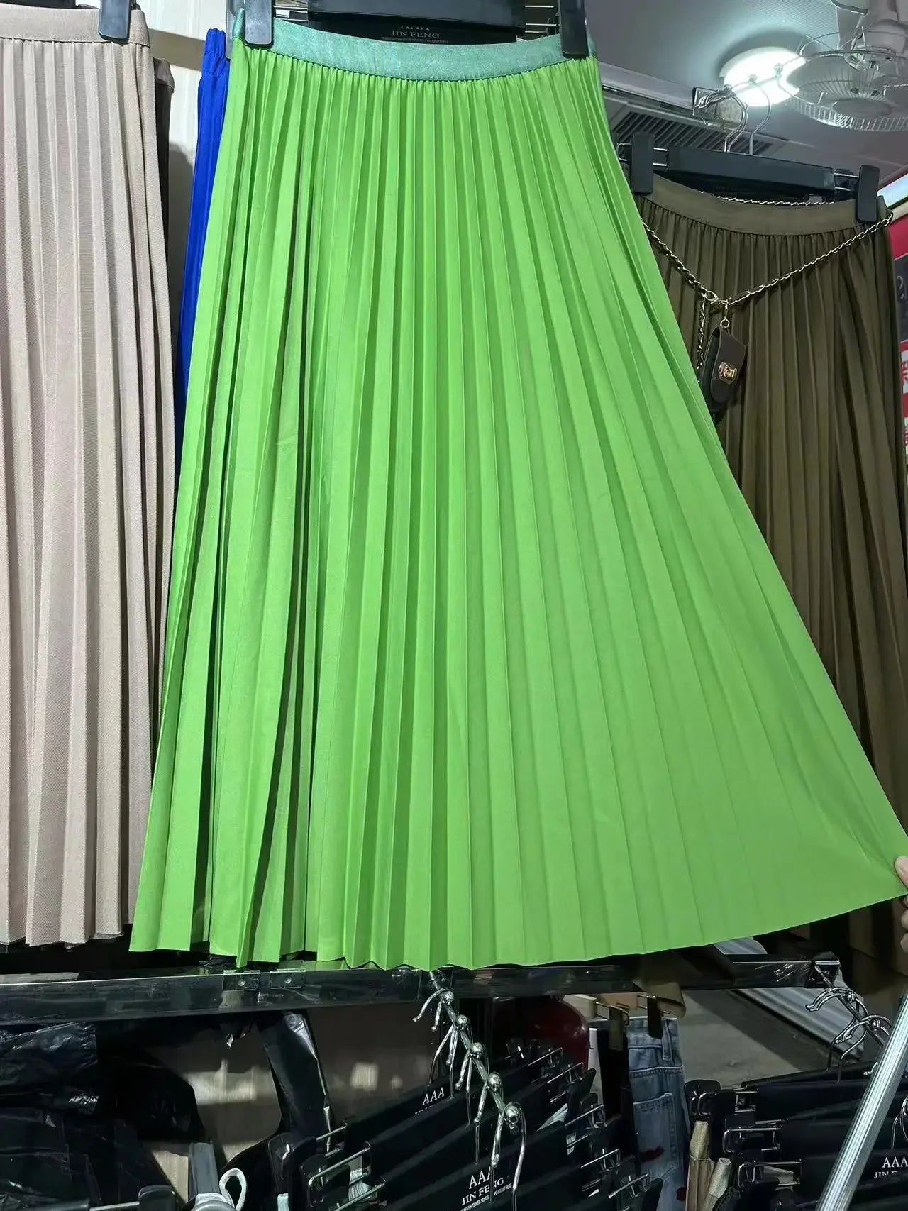 2025 Women Elegant Pleated Skirt High Waist Women Mid-long Skirt Female Ladies High Quality Women Midi Skirt Black Saia