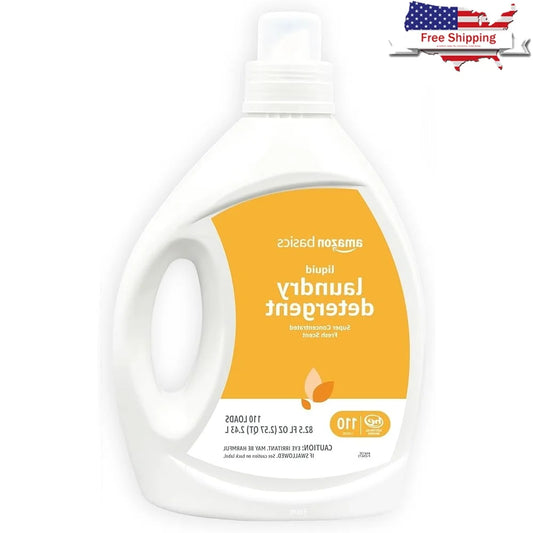 Concentrated Laundry Detergent Liquid Fresh Scent 82.5 Fl Oz Large Capacity 110 Loads Safe All Machines Phosphate Free